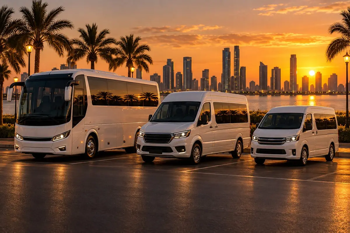 7K charter vehicles lined up
